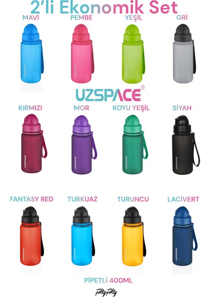 2'li Pipetli Tritan Matara Seti 400 ml Fiftyfifty indirimleri