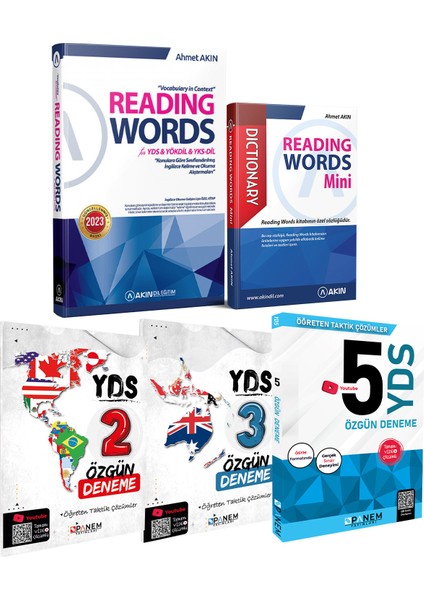 Akın Dil Eğitim Reading Words + Reading Words Mini + Panem YDS 2-3-5 Deneme
