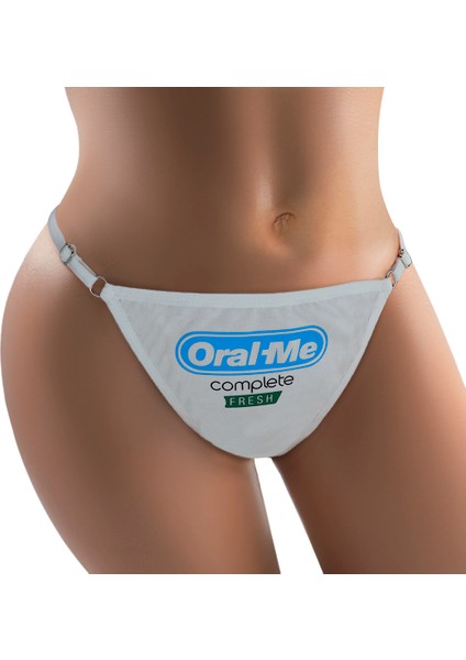 - Oral Me Baskılı Pamuk Ayarlanabilir G-String, Tanga, Kadın Iç Çamaşırı