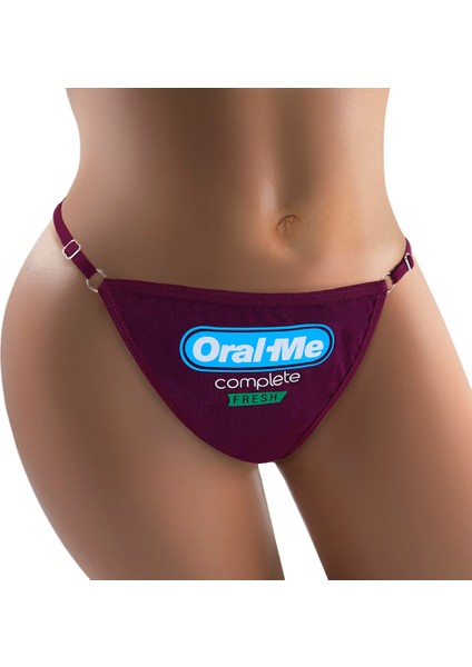 - Oral Me Baskılı Pamuk Ayarlanabilir G-String, Tanga, Kadın Iç Çamaşırı