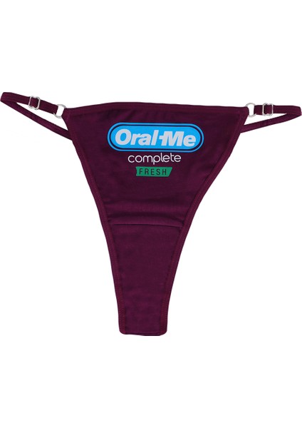 - Oral Me Baskılı Pamuk Ayarlanabilir G-String, Tanga, Kadın Iç Çamaşırı