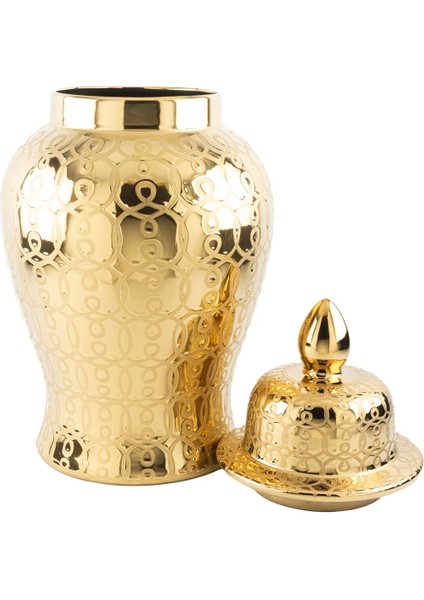 Gold Desenli Küp Kapaklı Vazo 34X66CM fiyatları