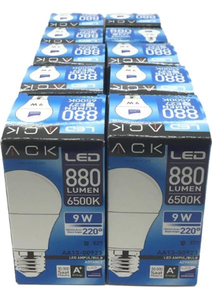 10 Adet 9W LED Ampul Beyaz Işık 6500K E27 Duylu - Avantaj Paket