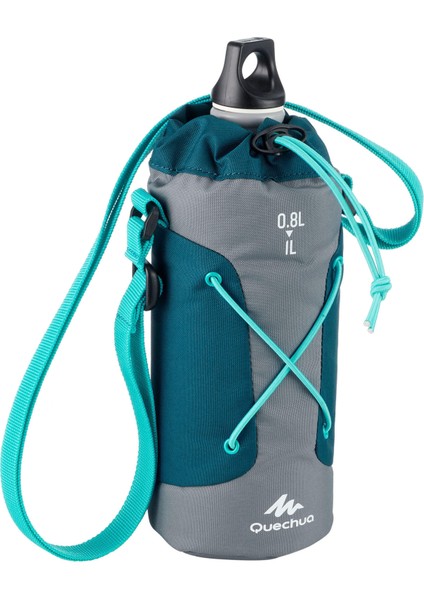 QUECHUA Isı Yalıtımlı Matara Kılıfı - Gri / Mavi - 0,75 - 1 L