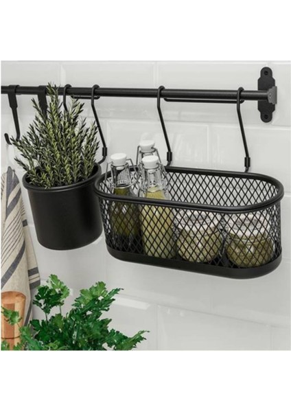 Hultarp Baharat Rafı, Siyah 31X16 cm - Tezgah Arası Metal Tel Sepe modelleri