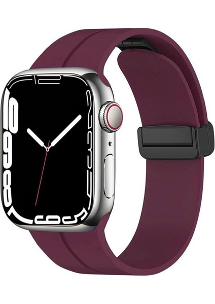 Apple Watch 42MM Manyetik Klipsli Silikon Lüx Kordon