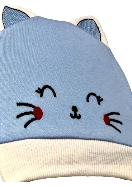 Bebek Kedi Kulaklı Nakışlı Penye Pamuklu Bere fiyatları