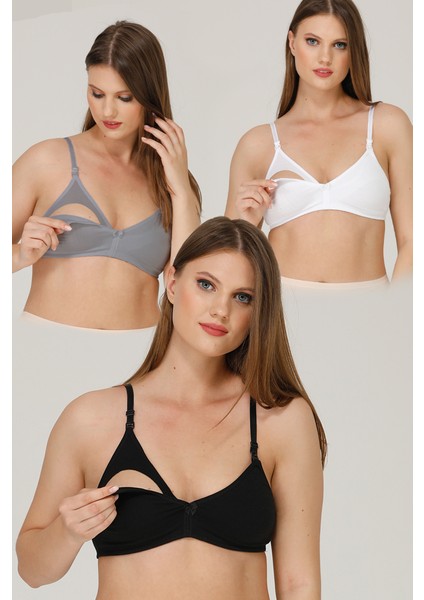 3lü Emzirme Sütyeni Karışık Renk