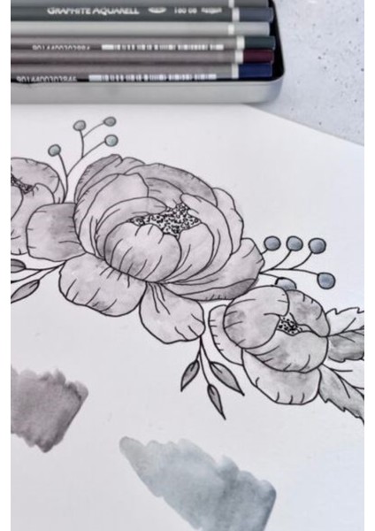 Canson Eskiz Defteri Cretacolor 6'lı Aquarell Sulandırılabilir Fırçalı Eskiz Dereceli Çizim Seti