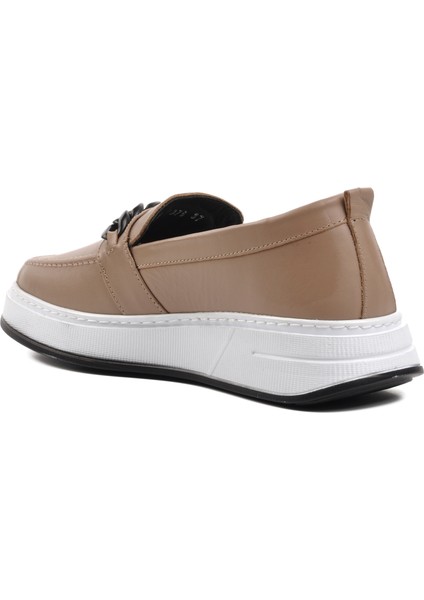 Forex 1076 Bej Hakiki Deri Kadın Loafer Ayakkabı fırsatları