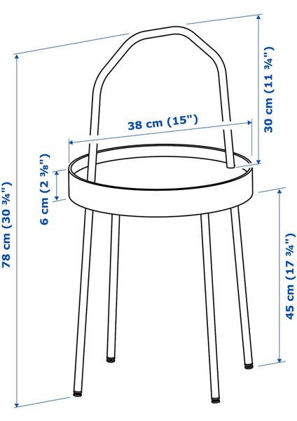 Kulplu Sehpa Su Yeşili Renk Meridyendukkan 38 cm Metal-Taşınabilir Sehpa