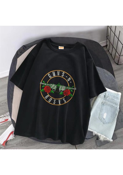 Guns N' Roses Baskılı Siyah Oversize T-Shirt fiyatları