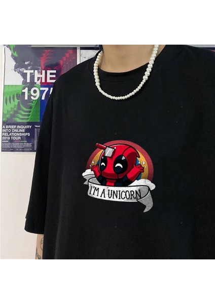 Unicorn Siyah Oversize T-Shirt