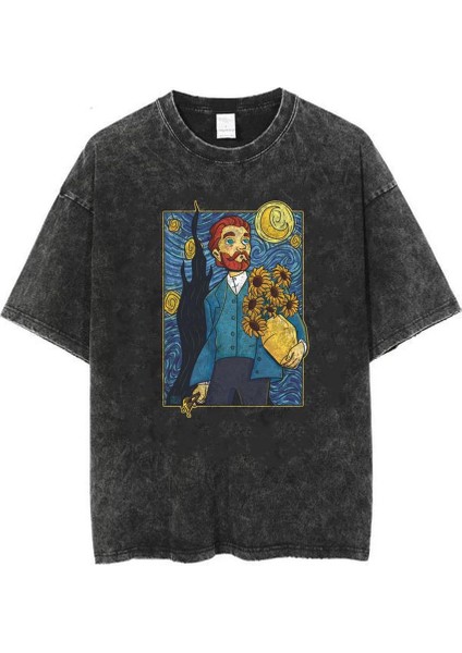 Yıkamalı Van Gogh Eskitme T-Shirt