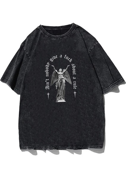 Yıkamalı Art Pattern Eskitme T-Shirt modelleri