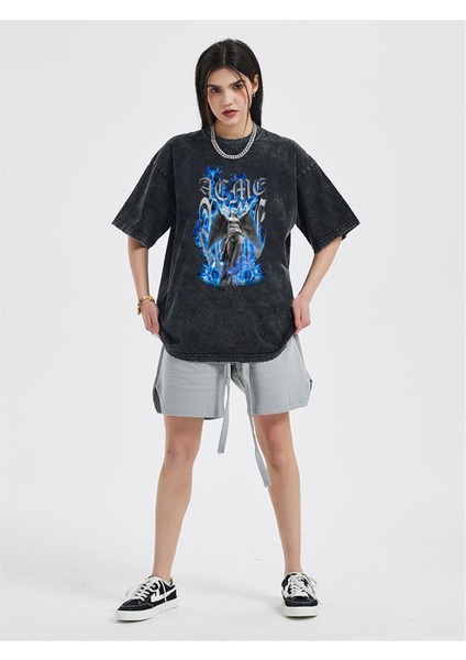 Yıkamalı Art Winged Eskitme T-Shirt