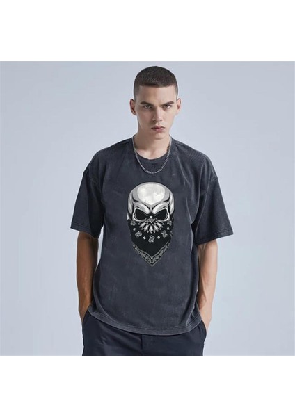 Yıkamalı Gang Skull Eskitme T-Shirt modelleri