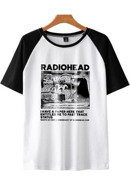 Radiohead Baskılı Reglan Kol Beyaz Oversize T-Shirt