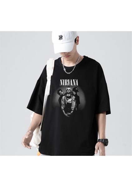 Rock Serisi Nirvana Artists Siyah Oversize T-Shirt
