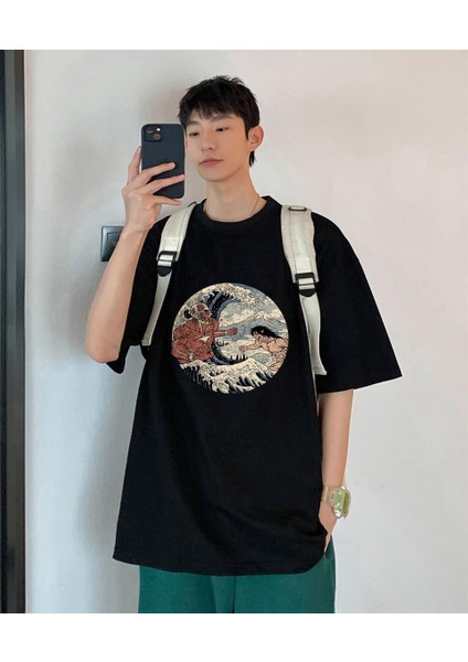 Attack On Titan Art Siyah Oversize T-Shirt