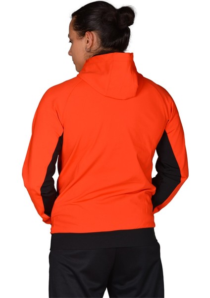 Poly. Stork - Erkek Turuncu-Siyah Kapüşonlu Spor Sweatshirt - 4231303