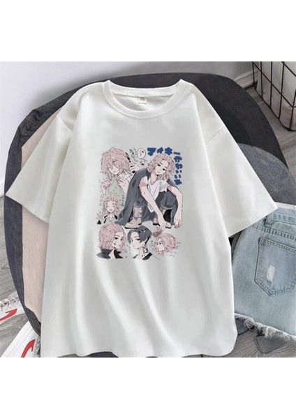 Tokyo Revengers Collages Baskılı Beyaz Oversize T-Shirt fiyatları