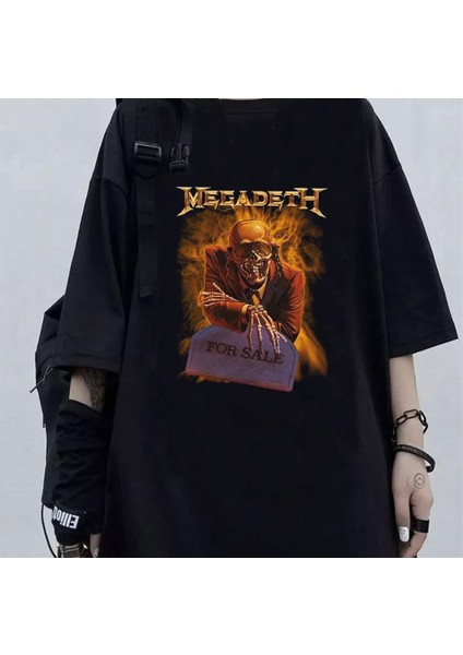 Rock Serisi Megadeth Skull Siyah Oversize T-Shirt