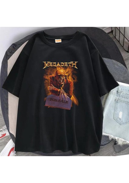 Rock Serisi Megadeth Skull Siyah Oversize T-Shirt fiyatları