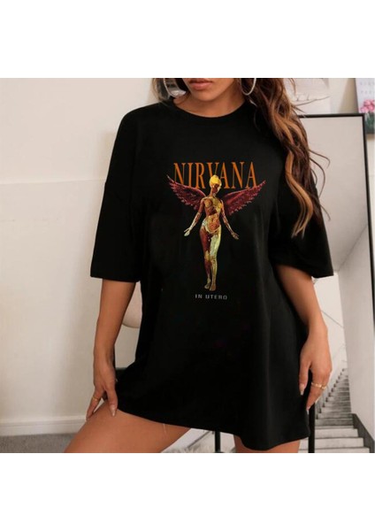 Rock Serisi Nirvana In Utero Siyah Oversize T-Shirt