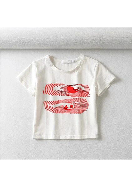 Hypnosis Eyes Baskılı Beyaz Crop fiyatları