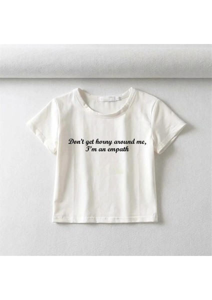 I'M An Empath Baskılı Beyaz Crop fiyatları