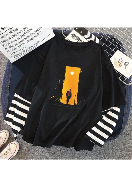 Walking Joker Baskılı Fake Sleeves Siyah T-Shirt fiyatları