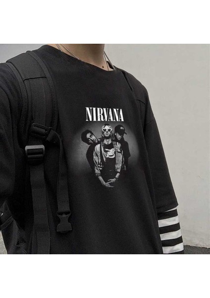 Nirvana Artists Baskılı Fake Sleeves Siyah T-Shirt fiyatları