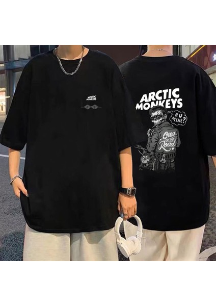 Rock Serisi Arctic Monkeys Sırt Baskılı Siyah Oversize T-Shirt