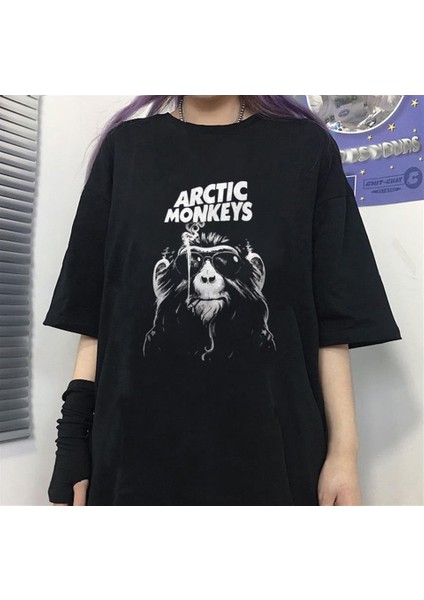 Rock Serisi Arctic Monkey'S Siyah Oversize T-Shirt