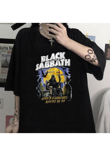 Rock Serisi Black Sabbath Siyah Oversize T-Shirt
