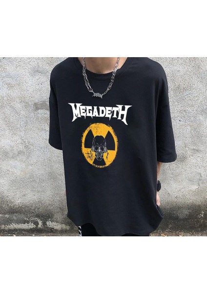 Rock Serisi Megadeth Danger Skull Siyah Oversize T-Shirt
