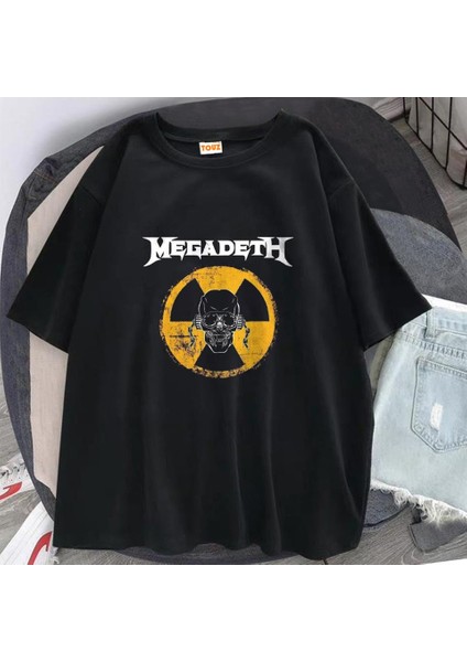 Rock Serisi Megadeth Danger Skull Siyah Oversize T-Shirt fiyatları