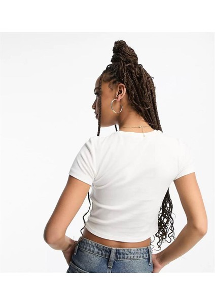 I Love Breaking Hearts Baskılı Beyaz Crop