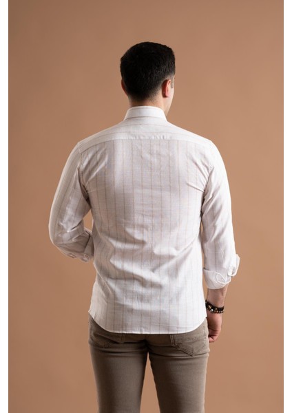 Evrytime Slimfit Pamuklu Çizgili Yaka Düğmeli Uzun Kol Erkek Yazlık Gömlek fırsatları