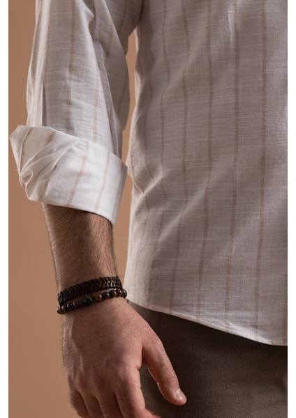 Evrytime Slimfit Pamuklu Çizgili Yaka Düğmeli Uzun Kol Erkek Yazlık Gömlek indirimleri