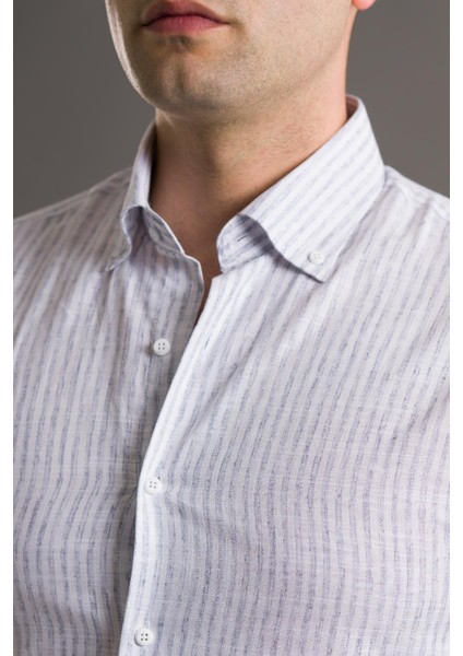 Evrytime Slimfit Yaka Düğmeli Çizgili Uzun Kol Yazlık Erkek Gömlek indirimleri
