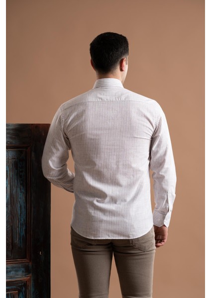 Evrytime Slimfit Yaka Düğmeli Çizgili Uzun Kol Yazlık Erkek Gömlek modelleri