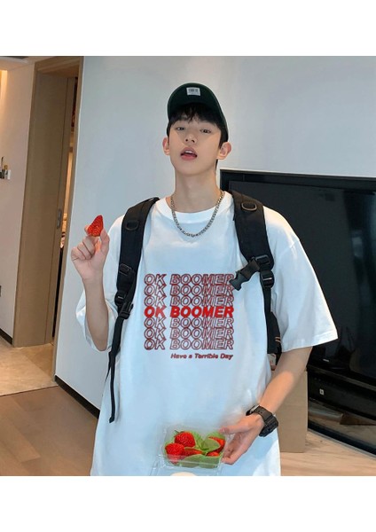 Ok Boomer Beyaz Oversize T-Shirt
