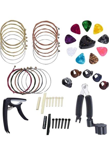 51PCS Gitar Aksesuarları Tutucu Köprü Pimleri Seçme Fındık Koruyucu Seçiciler (Yurt Dışından)