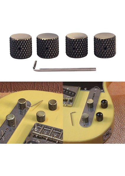 1/4 "katı Şaft Potu Için Metal Düz - Gitar Bronz Seti 4pcs (Yurt Dışından) fiyatları