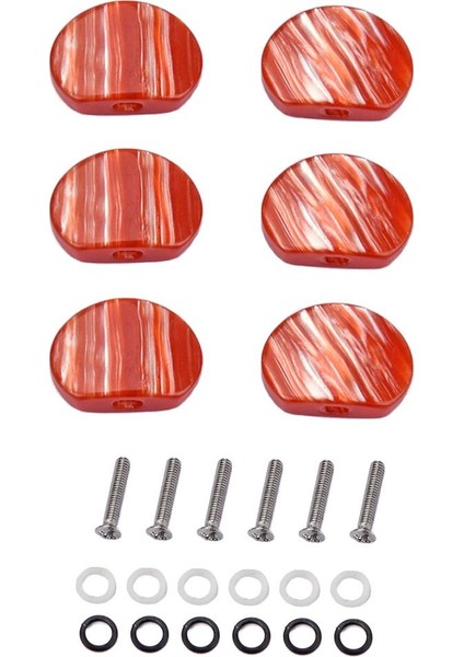 6pcs/ Set Gitar Bas Tuning Mandalları Vidaları W/ Vidaları Kırmızı Bant Düğmeleri Kırmızı (Yurt Dışından) fiyatları