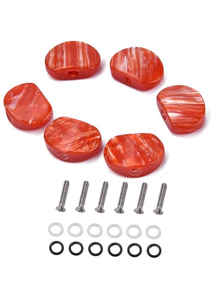 6pcs/ Set Gitar Bas Tuning Mandalları Vidaları W/ Vidaları Kırmızı Bant Düğmeleri Kırmızı (Yurt Dışından) fırsatları