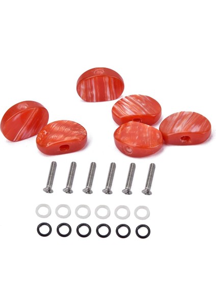 6pcs/ Set Gitar Bas Tuning Mandalları Vidaları W/ Vidaları Kırmızı Bant Düğmeleri Kırmızı (Yurt Dışından) indirimleri