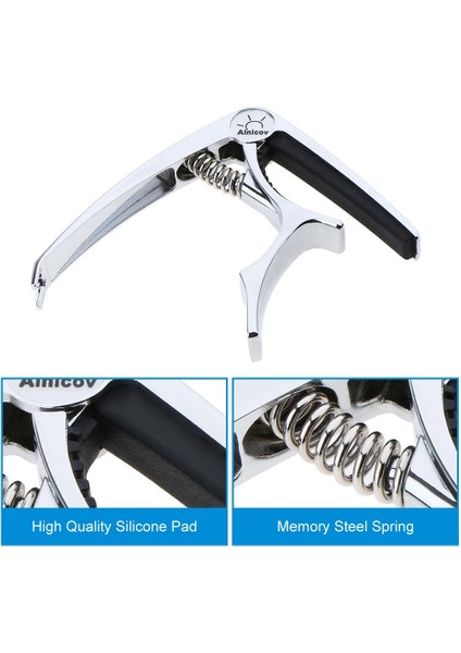 Gitar Capo Hızlı Değişim Anahtar Kelepçe Pin Çektirme Gitar / Bas Parçaları Chrome Için (Yurt Dışından) fırsatları